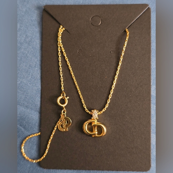 Christian Dior 18K Gold Plated CD Necklace With Rhinestone ✨️Made In GERMANY✨️ - Picture 13 of 14
